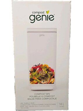 Compost Genie Compost Bin 14L White Plastic with Carbon Filter & Bags I000715